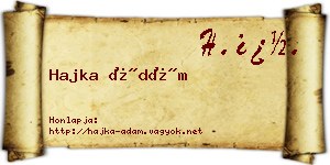 Hajka Ádám névjegykártya